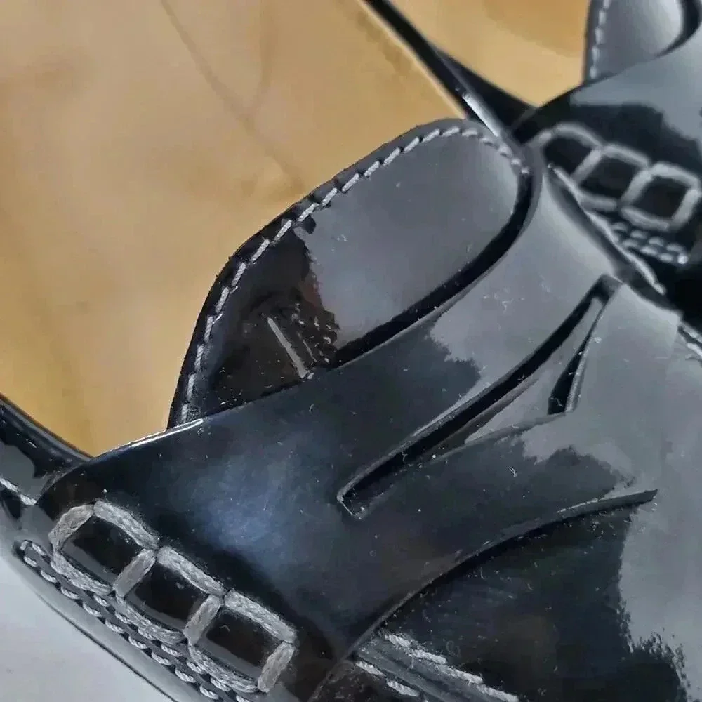 Tod's Black Patent Leather 'Jodie' Penny Loafer Pumps 8